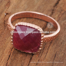 Handgemachte Rose Gold Ruby Edelstein Ringe Natürliche Edelstein Ringe